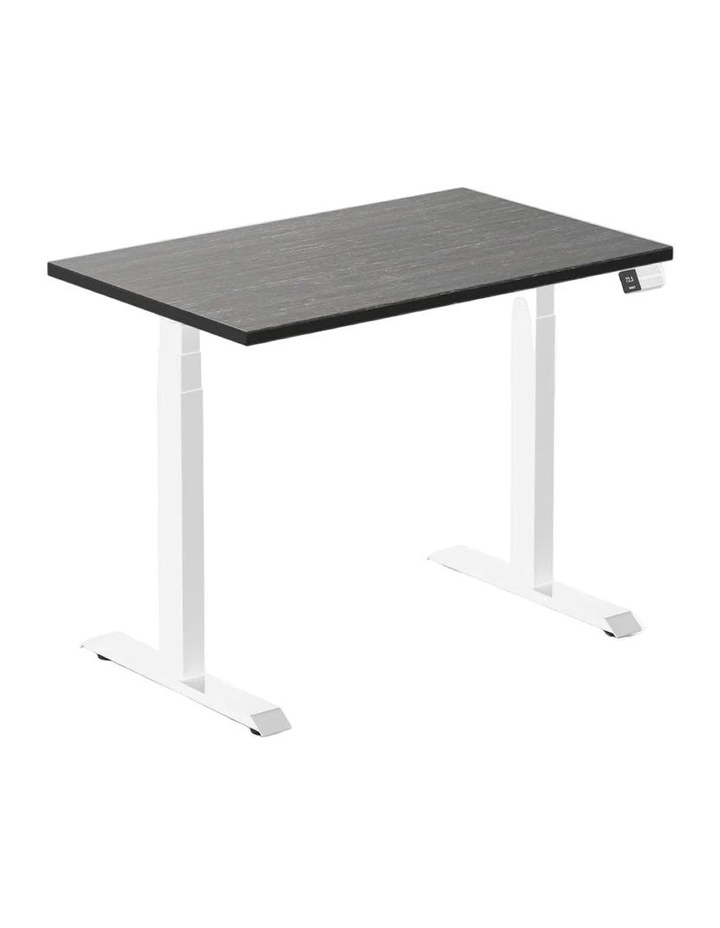 Dual Bamboo Sit Stand Desk 1200x750mm in Dark Bamboo/White image 1