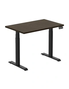 Dual Bamboo Sit Stand Desk 1200x750mm in Dark Bamboo/Matte Black