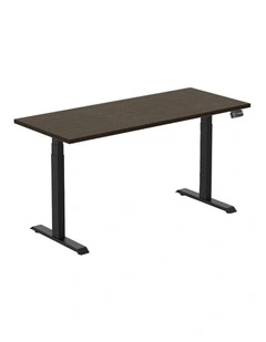Dual Bamboo Sit Stand Desk 1800x750mm Dark Bamboo/Matte Black