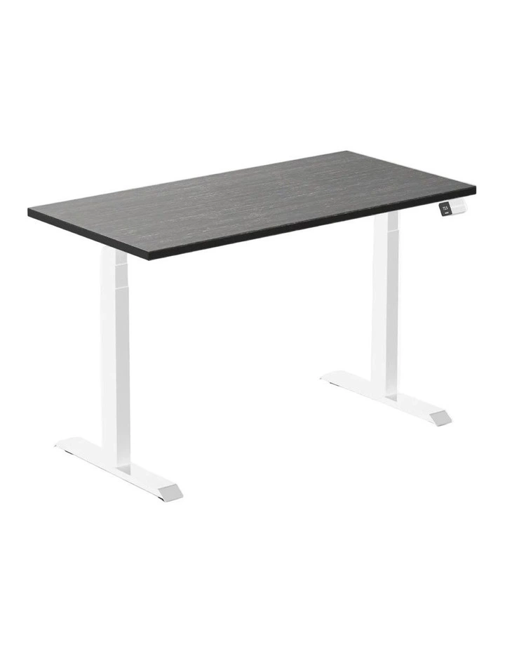 Dual Bamboo Sit Stand Desk 1500x750mm in Dark Bamboo/White image 1