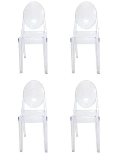 Pack of 4, Replica Philippe Starck Louis Ghost Victoria Chair, Clear