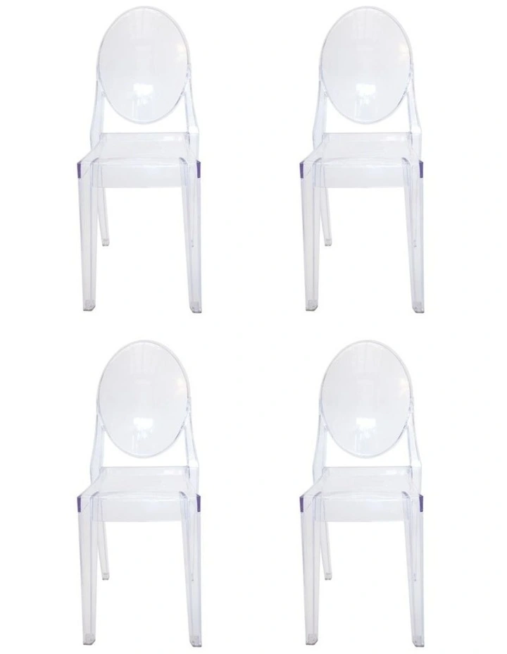 Pack of 4, Replica Philippe Starck Louis Ghost Victoria Chair, Clear image 1