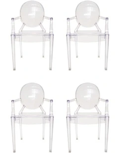 Pack of 4, Replica Philippe Starck Louis Ghost Arm Chair, Clear