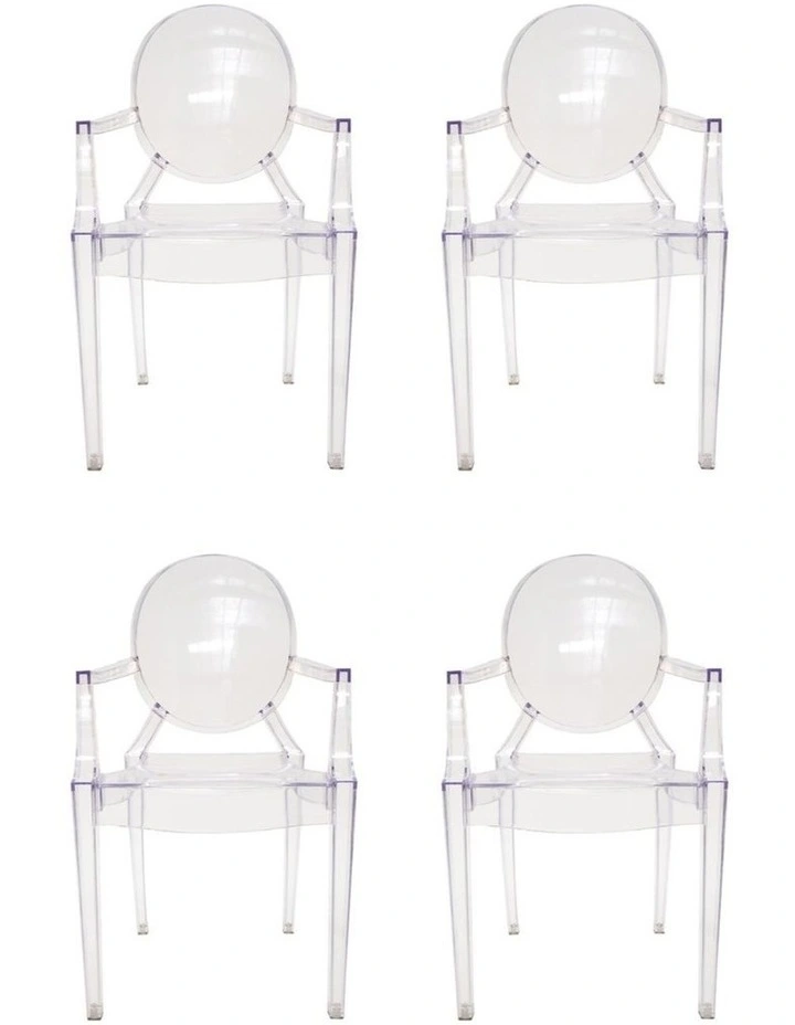 Pack of 4, Replica Philippe Starck Louis Ghost Arm Chair, Clear image 1