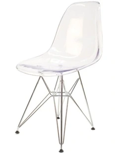 Replica Eames DSR Eiffel Chair, Clear Transparent, Chrome Legs