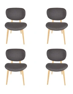 Pack of 4, Nobu Dining Chair, Natural Legs