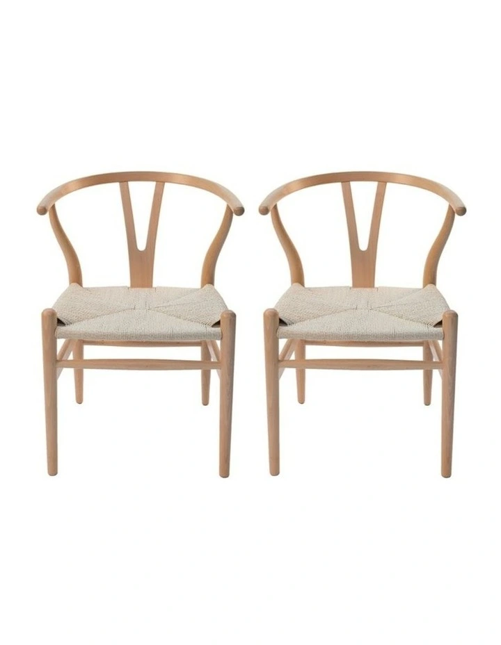 Pack of 2, Replica Hans Wegner Wishbone Chair image 1