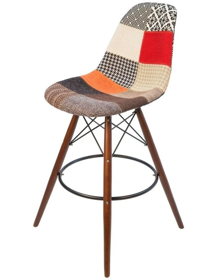 Pack of 2, Replica Eames DSW Stool, Fabric & Walnut image 3