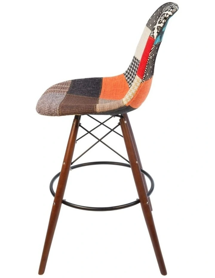 Pack of 2, Replica Eames DSW Stool, Fabric & Walnut image 4