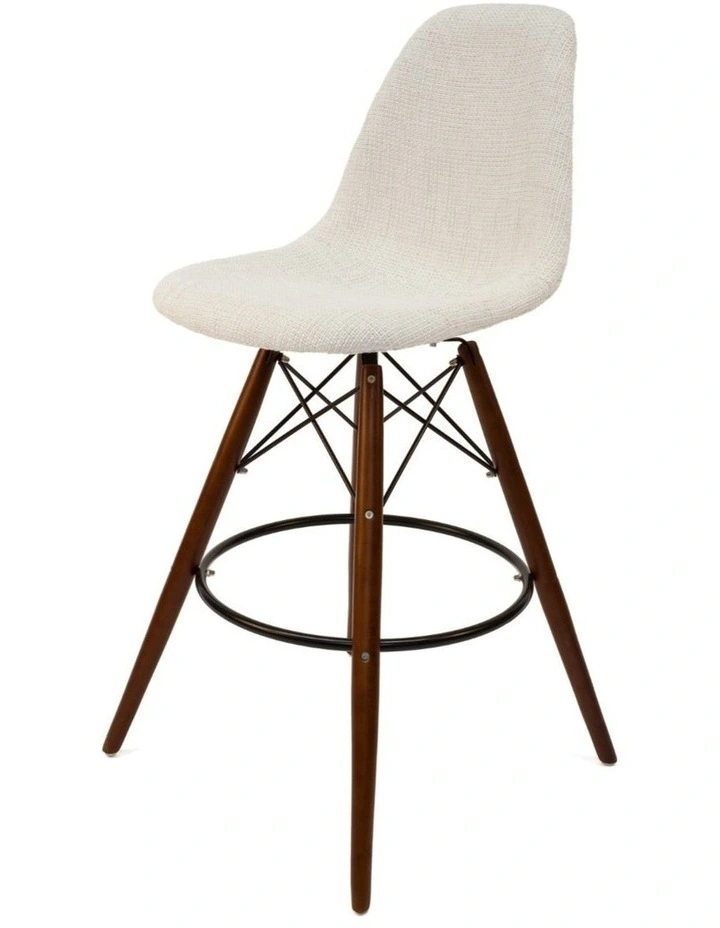 Pack of 2, Replica Eames DSW Stool, Fabric & Walnut image 3
