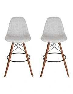 Pack of 2, Replica Eames DSW Stool, Fabric & Walnut