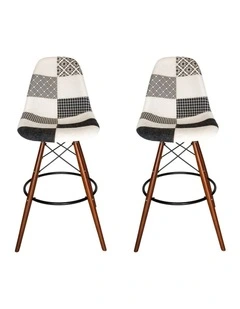 Pack of 2, Replica Eames DSW Stool, Fabric & Walnut