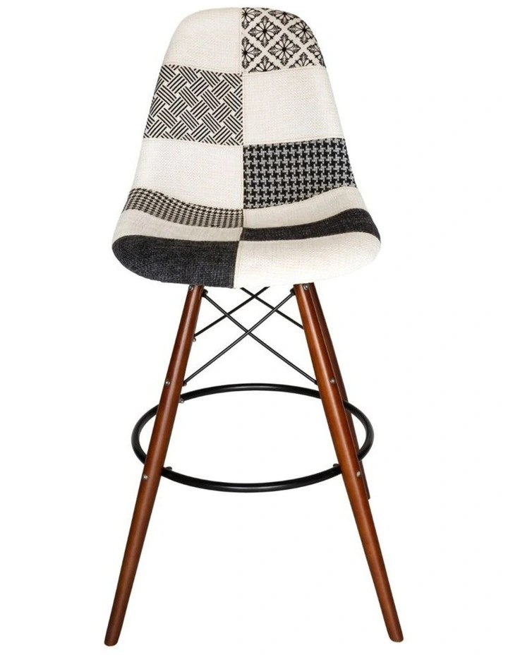 Pack of 2, Replica Eames DSW Stool, Fabric & Walnut image 2