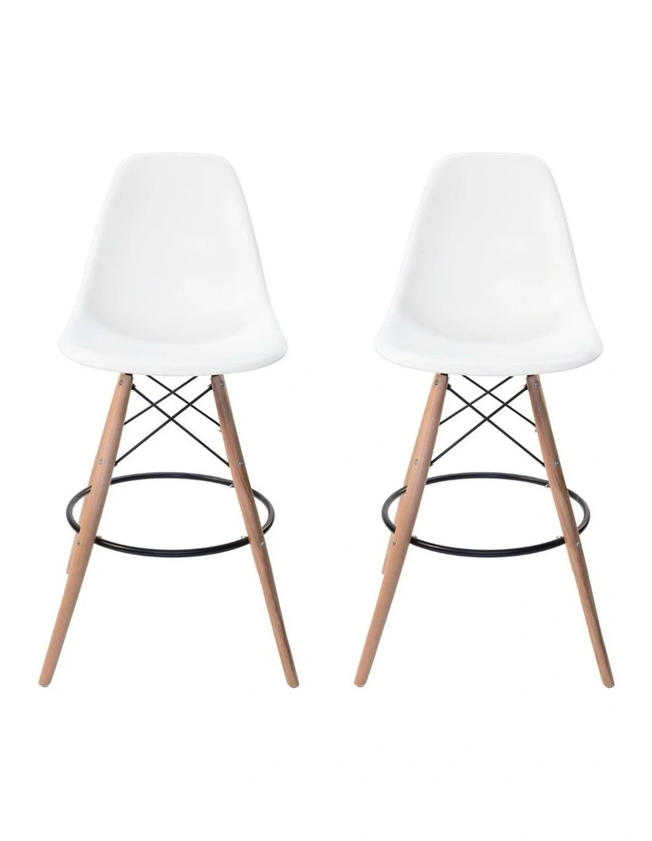 Pack of 2, Replica Eames DSW Stool, Plastic & Natural image 1