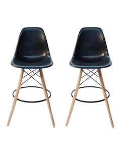 Pack of 2, Replica Eames DSW Stool, Plastic & Natural