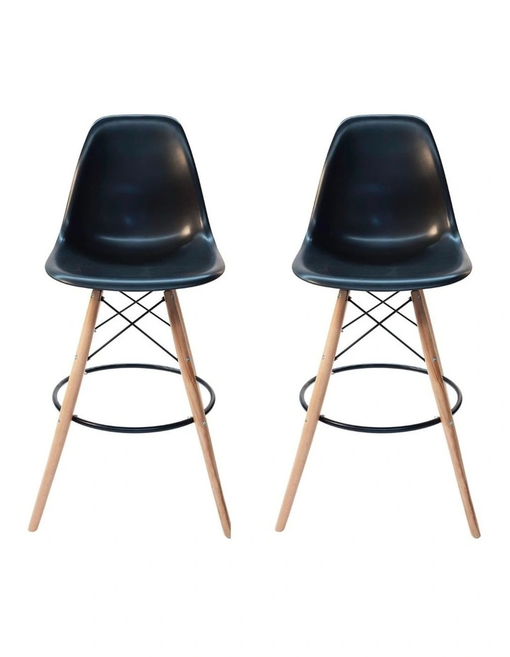Pack of 2, Replica Eames DSW Stool, Plastic & Natural image 1