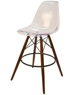 Replica Eames DSW Stool, Clear & Walnut