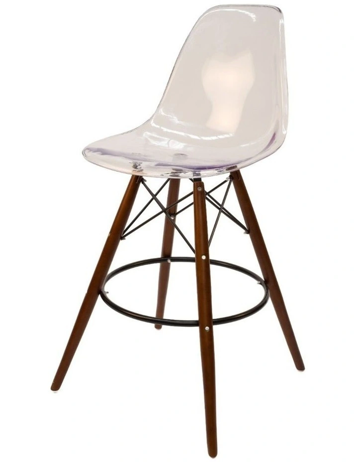 Replica Eames DSW Stool, Clear & Walnut image 1