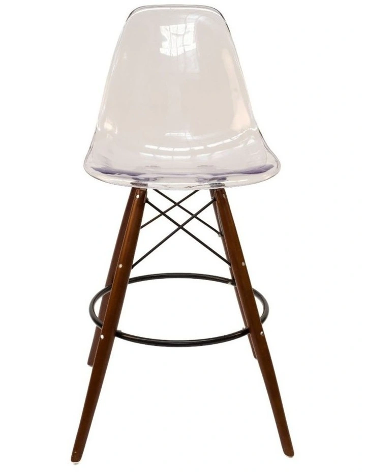 Replica Eames DSW Stool, Clear & Walnut image 2