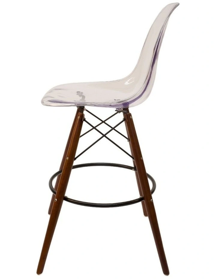 Replica Eames DSW Stool, Clear & Walnut image 3