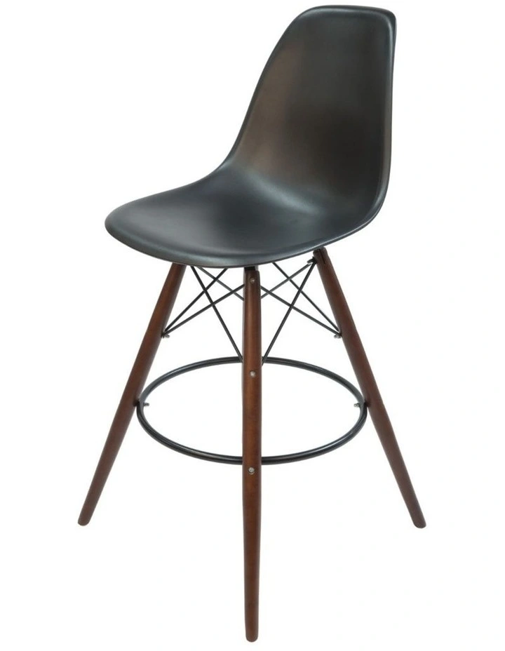 Pack of 2, Replica Eames DSW Stool, Plastic & Walnut image 2
