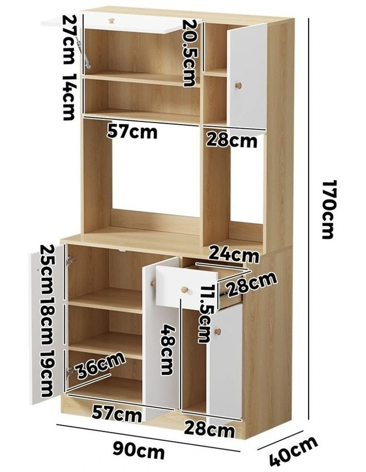 Oikiture Buffet Sideboard Storage Cabinet Kitchen Pantry Cupboard image 3