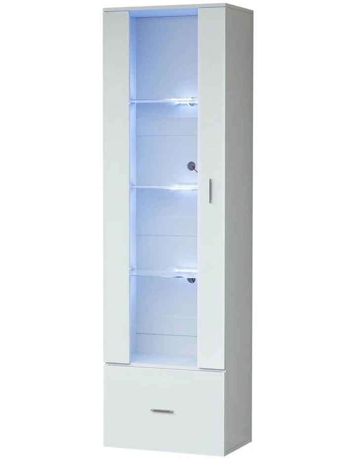 Oikiture Display Cabinet Buffet Sideboard LED Light High Gloss Cupboard White image 1