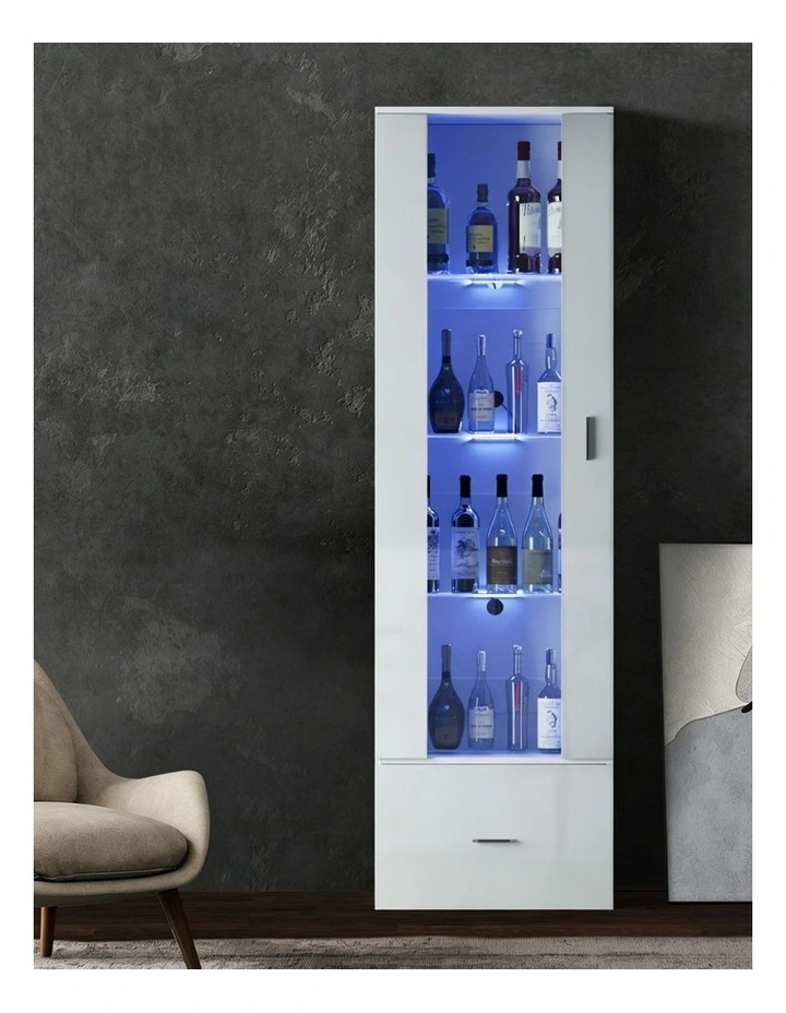 Oikiture Display Cabinet Buffet Sideboard LED Light High Gloss Cupboard White image 7