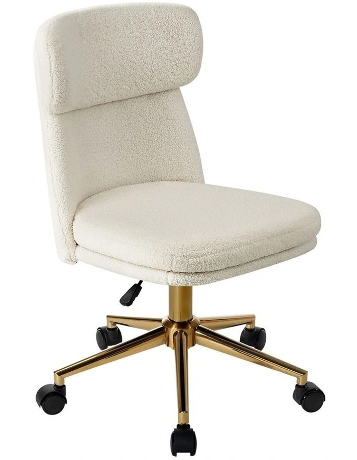 Oikiture Armless Office Chair Mid Back Computer Desk Chair Wheels Fabric White image 1