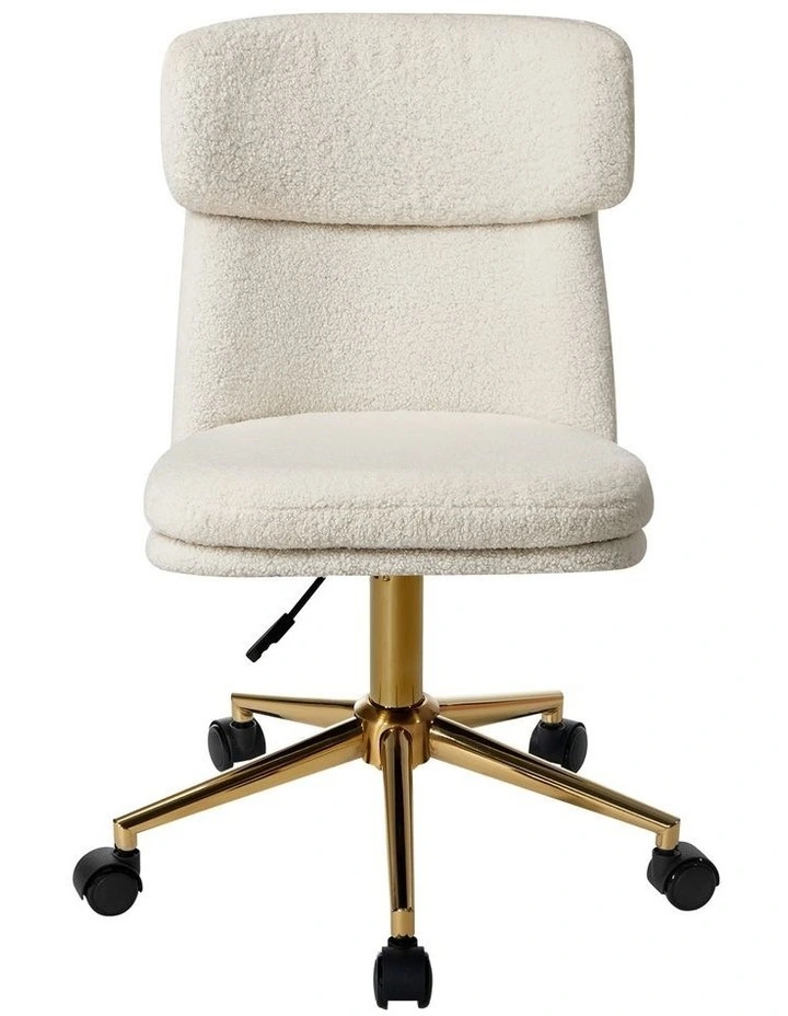 Oikiture Armless Office Chair Mid Back Computer Desk Chair Wheels Fabric White image 2