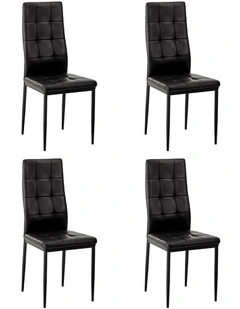 Oikiture 4PCS Dining Chairs High-Back Kitchen Chair Faux Leather Square Pattern