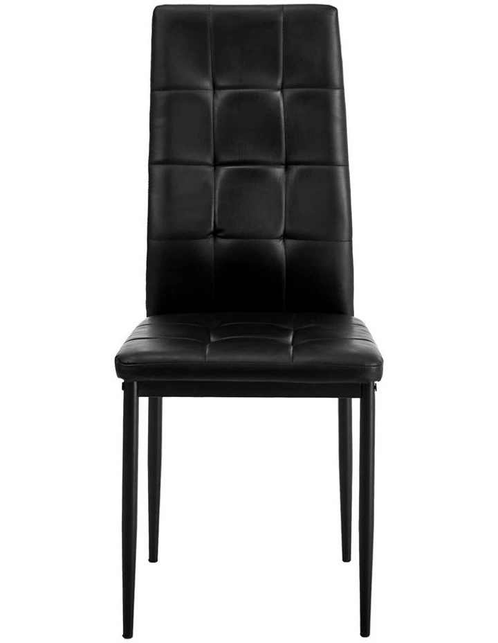 Oikiture 4PCS Dining Chairs High-Back Kitchen Chair Faux Leather Square Pattern image 5
