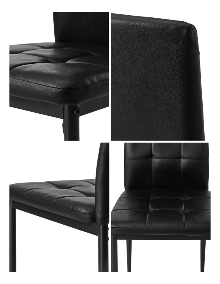 Oikiture 4PCS Dining Chairs High-Back Kitchen Chair Faux Leather Square Pattern image 6