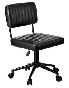 Oikiture Mid Back Armless Office Chair Swivel Computer Gaming Seat Leather Black