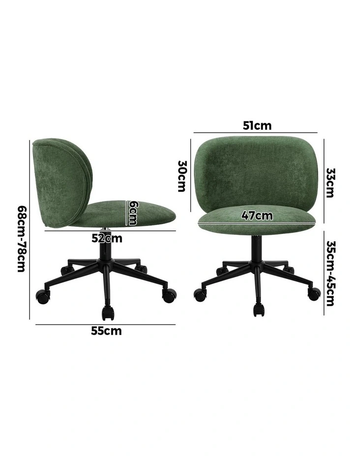 Oikiture Office Chair Armless Mid Back Swivel Ergonomic Chair Wheels Green image 3