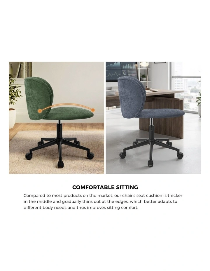 Oikiture Office Chair Armless Mid Back Swivel Ergonomic Chair Wheels Green image 7