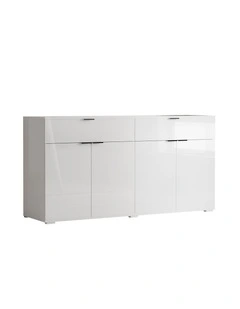 Oikiture Buffet Sideboard Storage Cabinet High Gloss 4 Doors 2 Drawers White