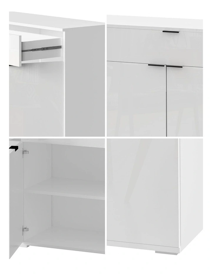 Oikiture Buffet Sideboard Storage Cabinet High Gloss 4 Doors 2 Drawers White image 6