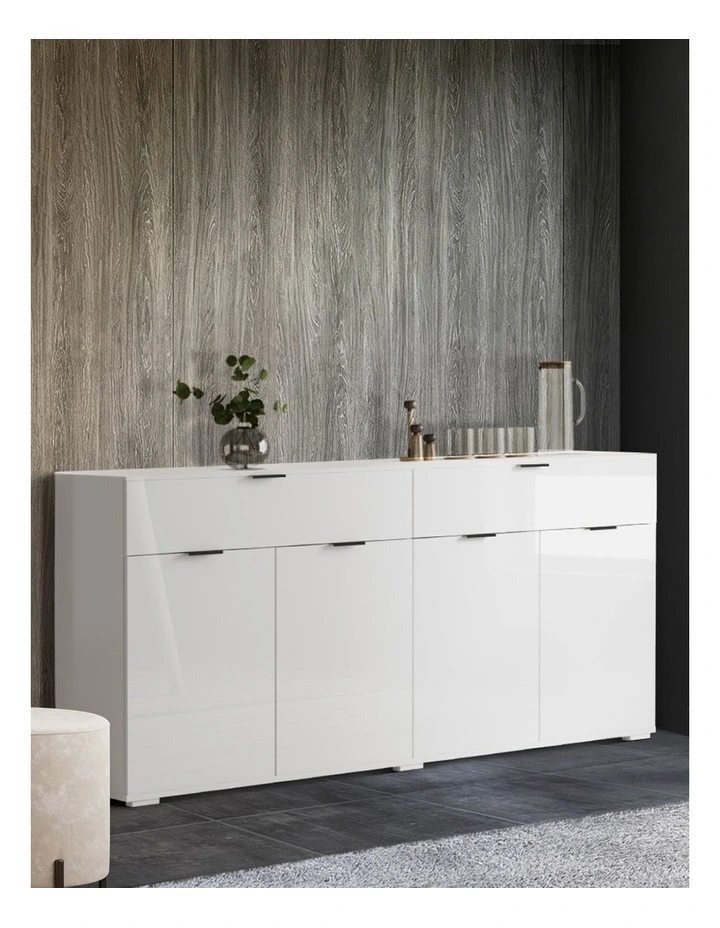 Oikiture Buffet Sideboard Storage Cabinet High Gloss 4 Doors 2 Drawers White image 7