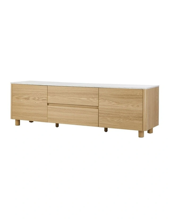 Oikiture TV Cabinet Entertainment Unit Stand 160cm Storage Drawer Natural image 1