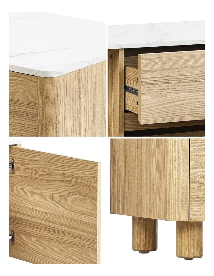 Oikiture TV Cabinet Entertainment Unit Stand 160cm Storage Drawer Natural image 6