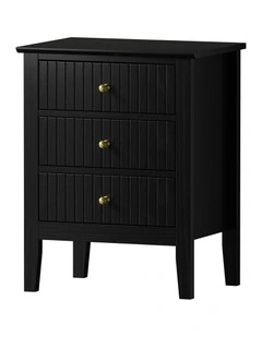 Oikiture Bedside Table 3 Drawers Side End Storage Furniture Nightstand Black
