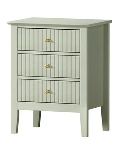 Oikiture Bedside Table 3 Drawers Side End Storage Furniture Nightstand Green