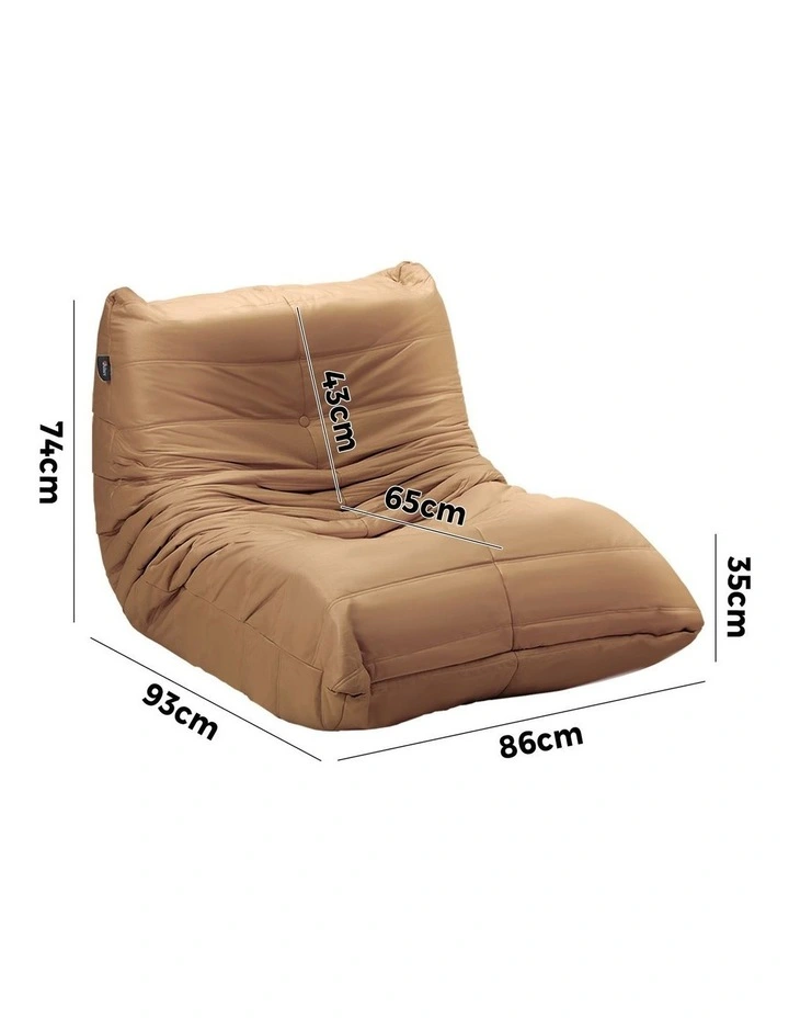 Oikiture Lazy Sofa Accent Chair Floor Couch Leisure Lounge Foam Pouffe Brown image 3