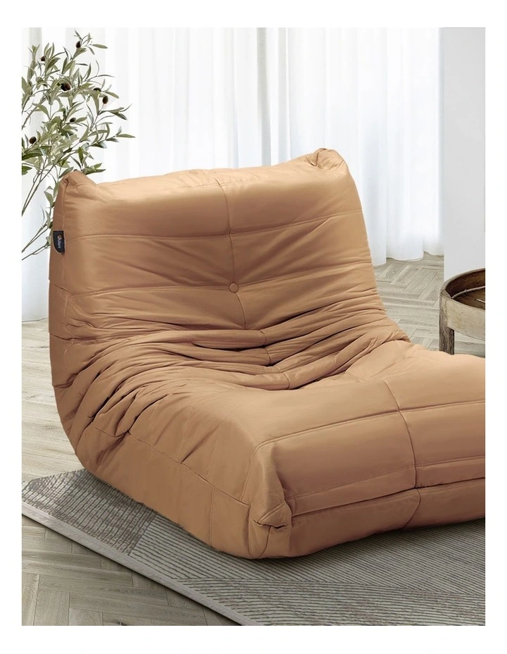 Oikiture Lazy Sofa Accent Chair Floor Couch Leisure Lounge Foam Pouffe Brown image 4