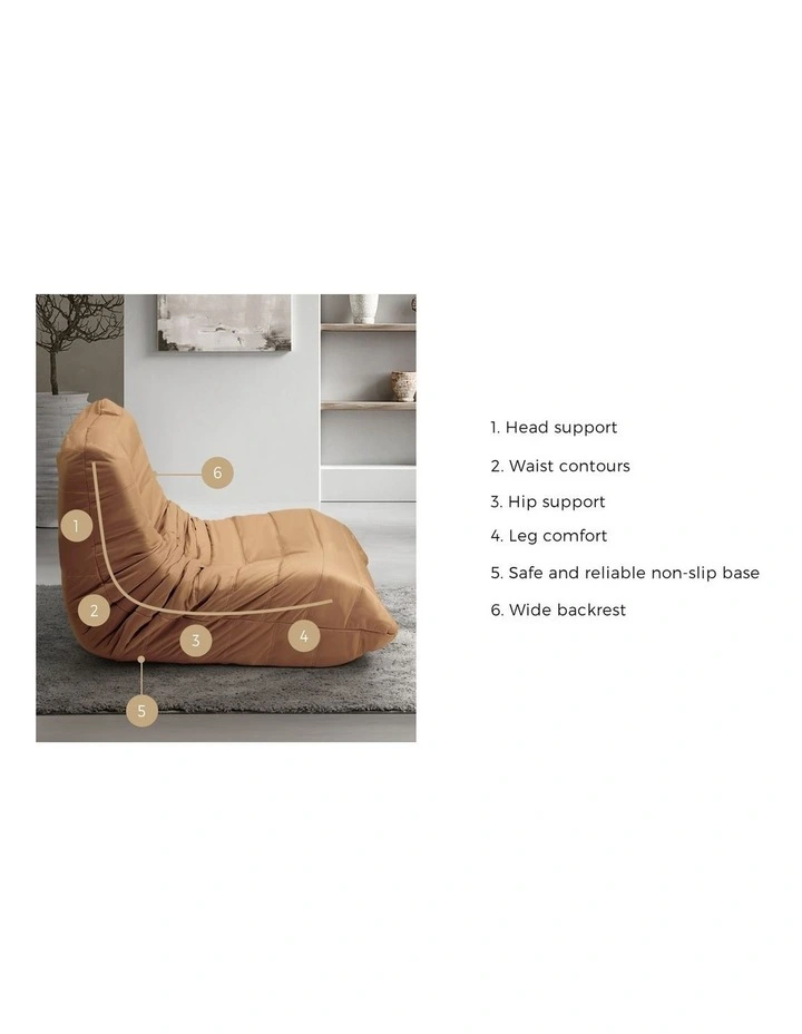 Oikiture Lazy Sofa Accent Chair Floor Couch Leisure Lounge Foam Pouffe Brown image 6