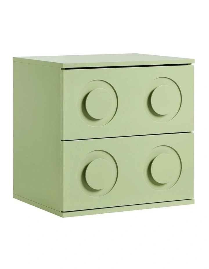 Oikiture Bedside Table 2 Drawers Nightstand Kid Storage Cabinet Green image 1
