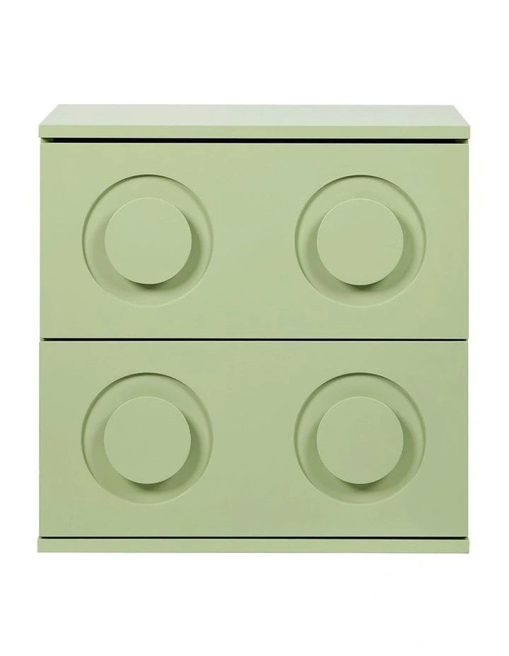 Oikiture Bedside Table 2 Drawers Nightstand Kid Storage Cabinet Green image 2