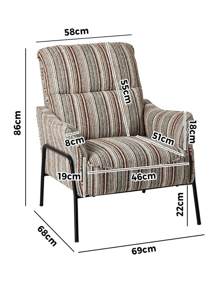 Oikiture Armchair Chenille Fabric Lounge Chair Accent Chair Brown image 3