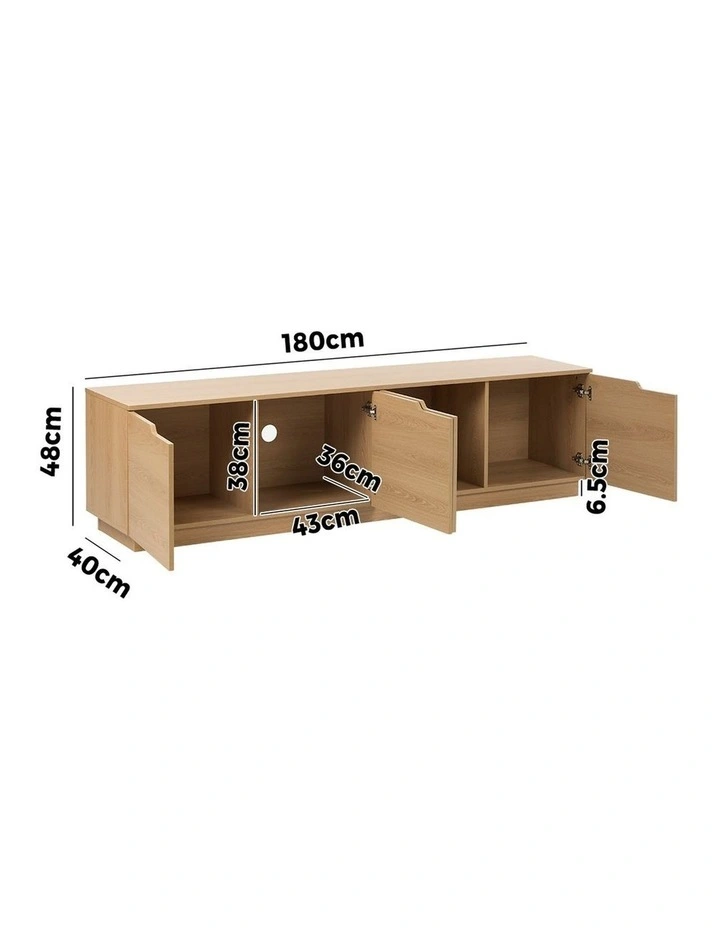 Oikiture TV Cabinet Entertainment Unit Stand Wooden Storage Shelf 180cm image 3